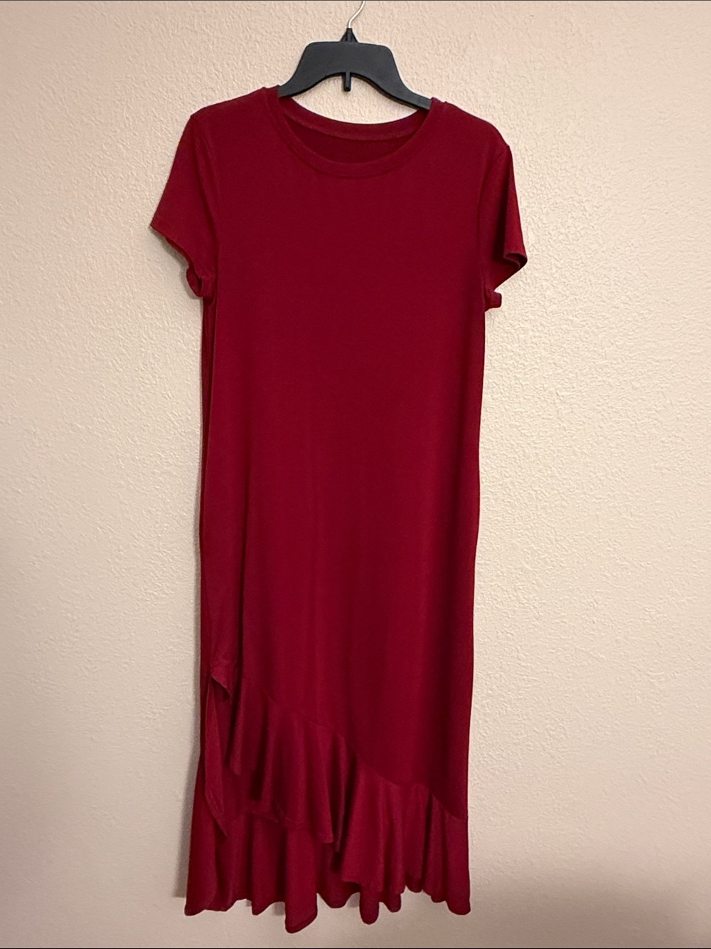 Classic Short-Sleeve Burgundy Dress